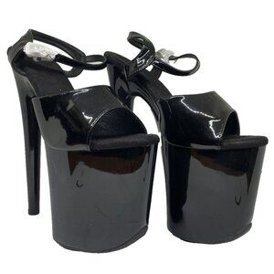 3.5" Black Platform Stiletto High Heels 7.5" Stripper Dancer Shoes Size 7